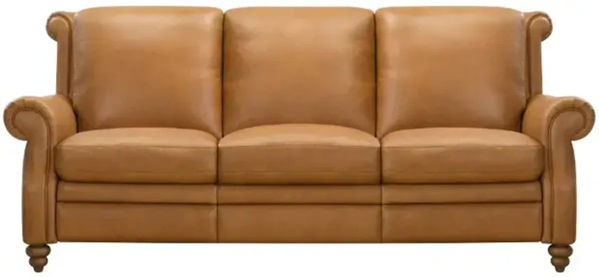 Pentos Saddle Brown Leather Power Reclining Sofa