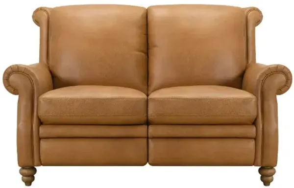 Pentos Saddle Brown Leather Power Reclining Loveseat