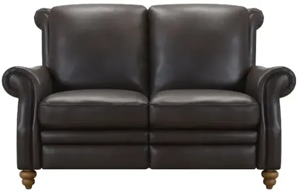 Pentos Dark Brown Leather Power Reclining Loveseat