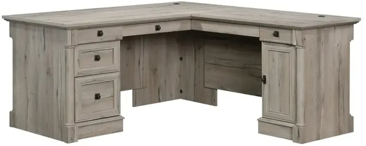Palladia Gray L-Shaped Desk