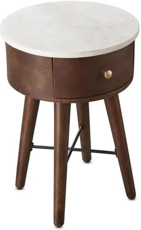Bangalore Brown and White Marble Side Table