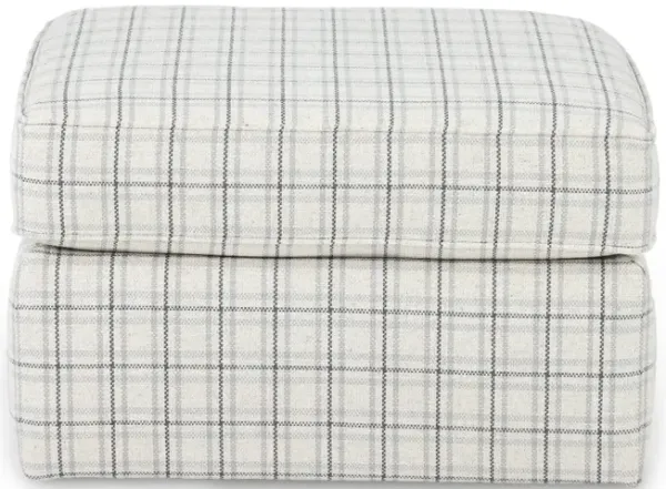 Nessa Off-White Plaid Ottoman