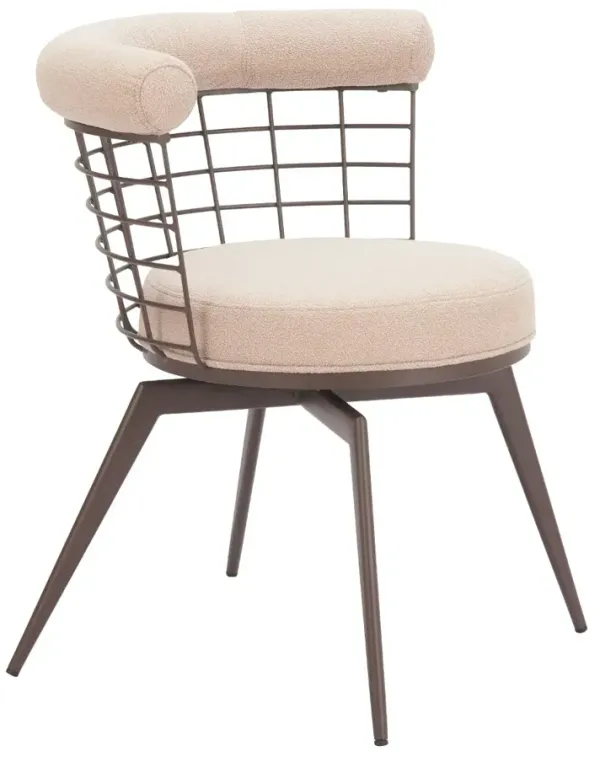 Saku Beige & Brown Swivel Dining Chair