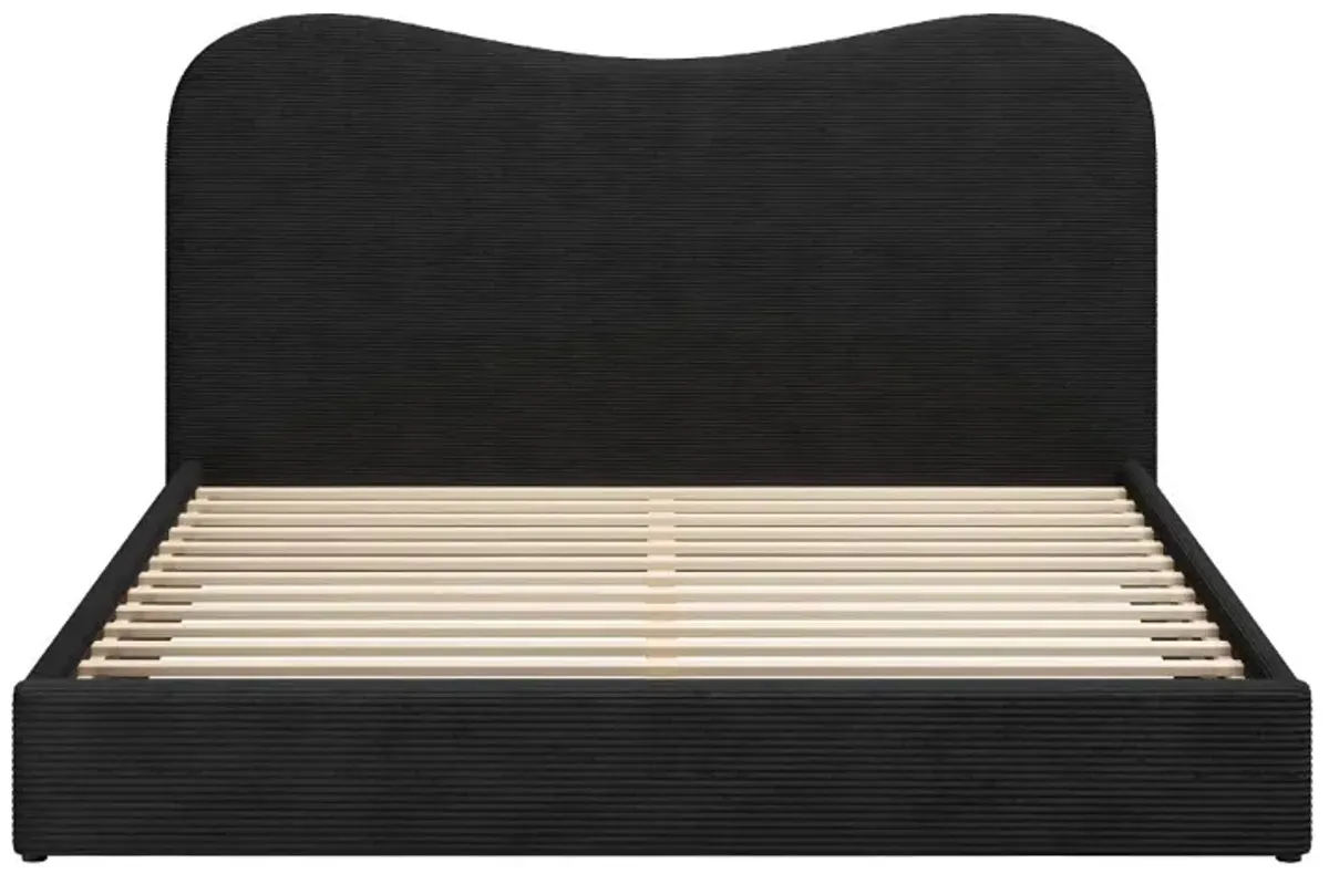 Selene Black Wave Upholstered King Bed