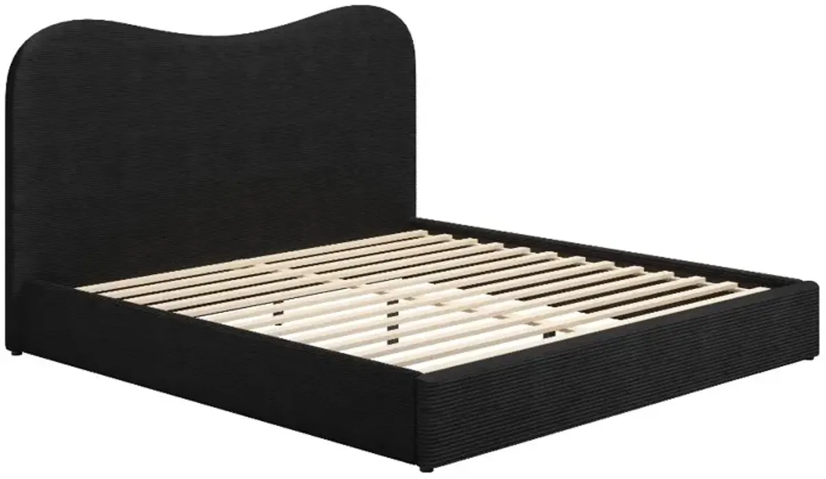 Selene Black Wave Upholstered King Bed