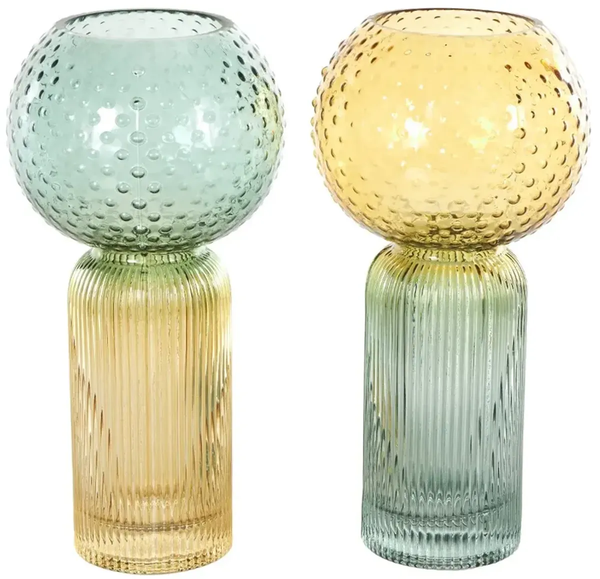 Assorted Green and Yellow Glass Vase