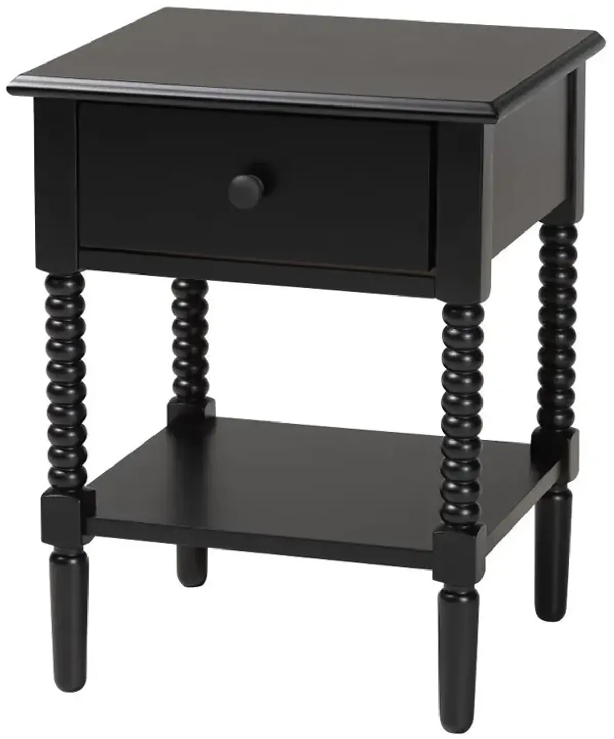 Welsh Spindle Leg Black Nightstand