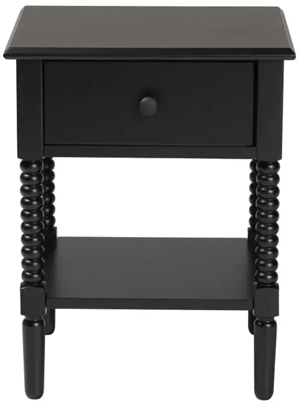 Welsh Spindle Leg Black Nightstand