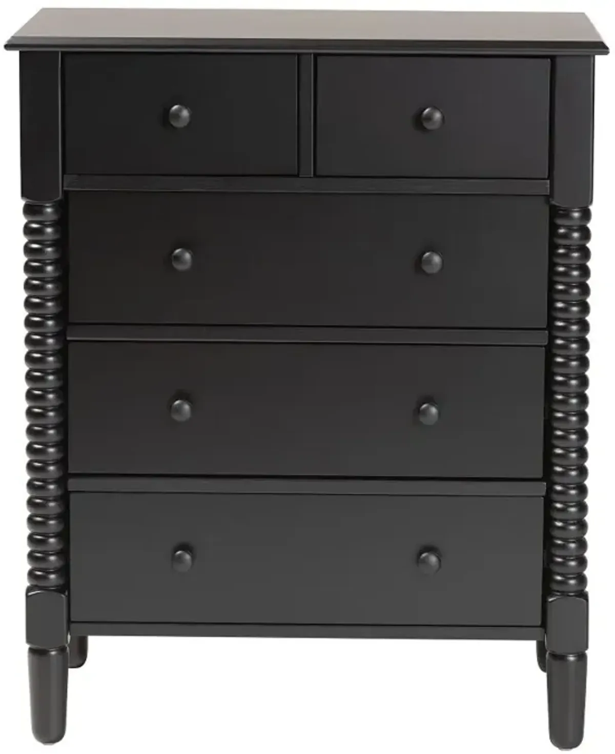 Welsh Black Spindle Wood 5-Drawer Chest