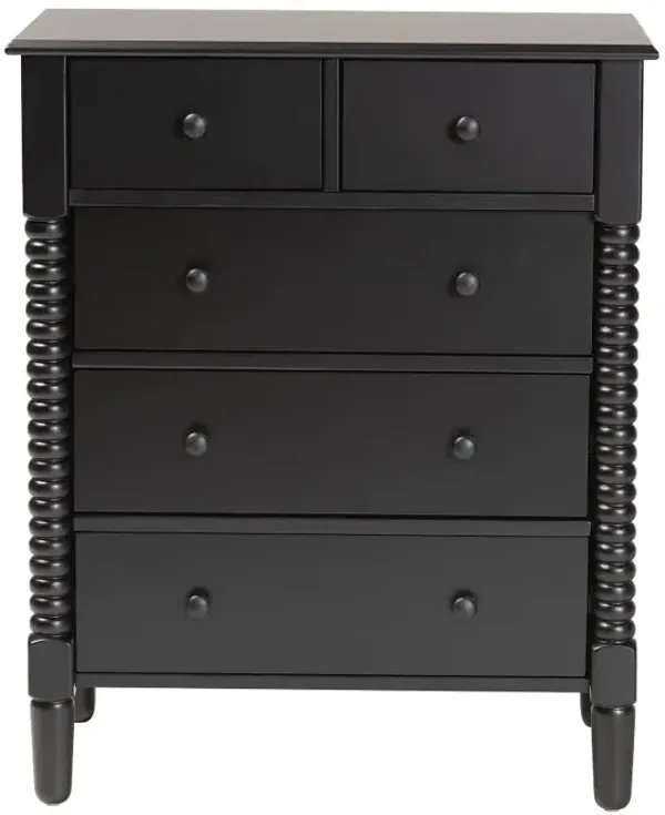 Welsh Black Spindle Wood 5-Drawer Chest
