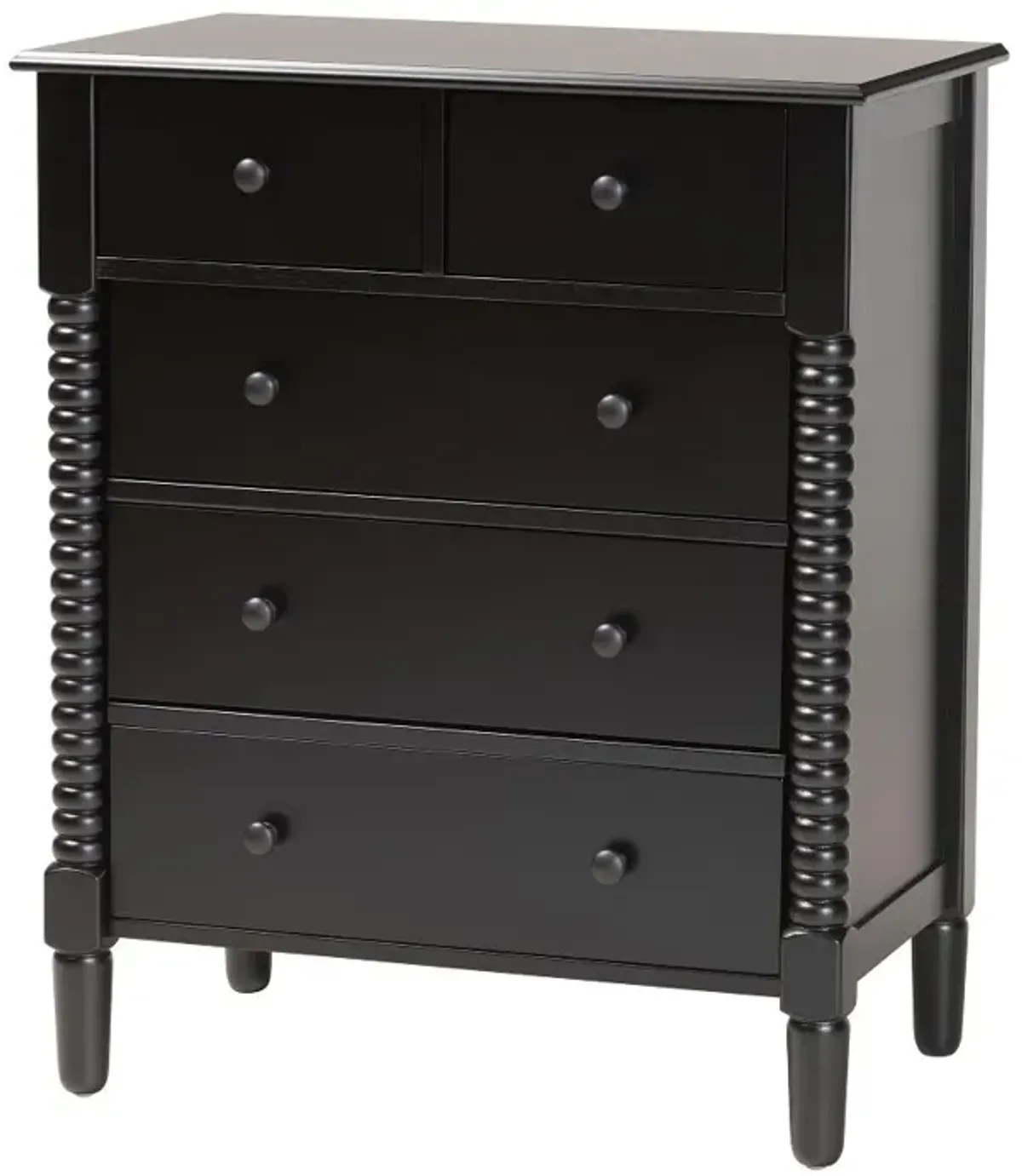 Welsh Black Spindle Wood 5-Drawer Chest