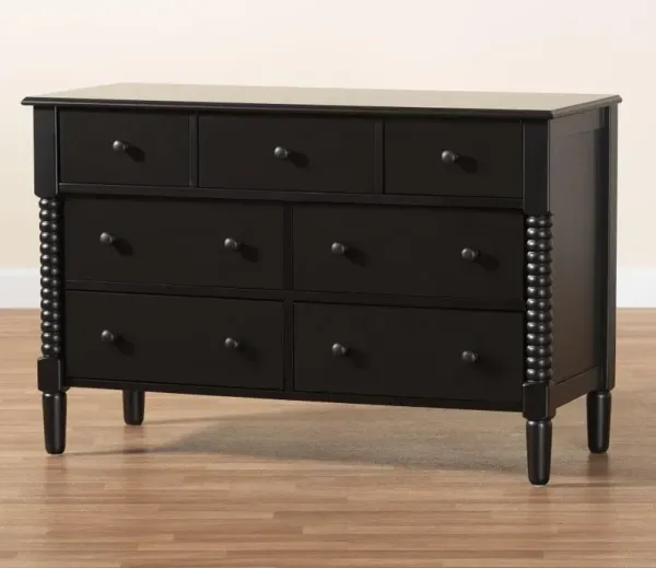 Welsh Black Spindle Wood 7-Drawer Dresser