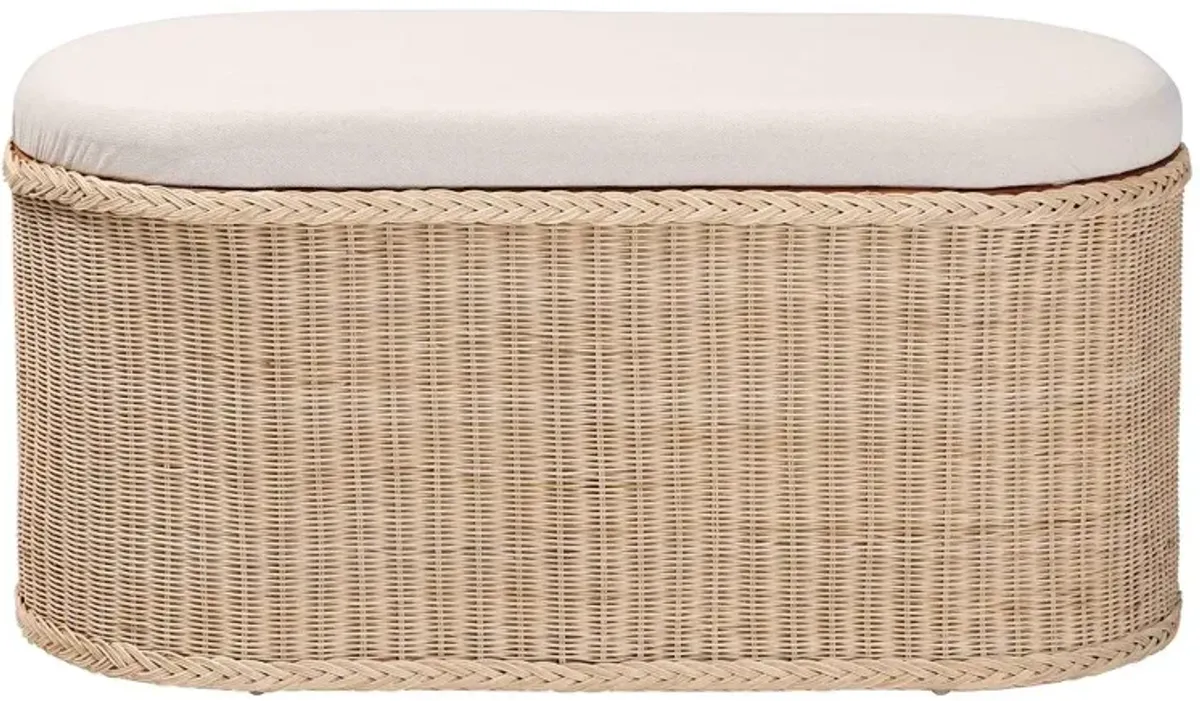 Baird Natural Rattan Oval Storage Bench