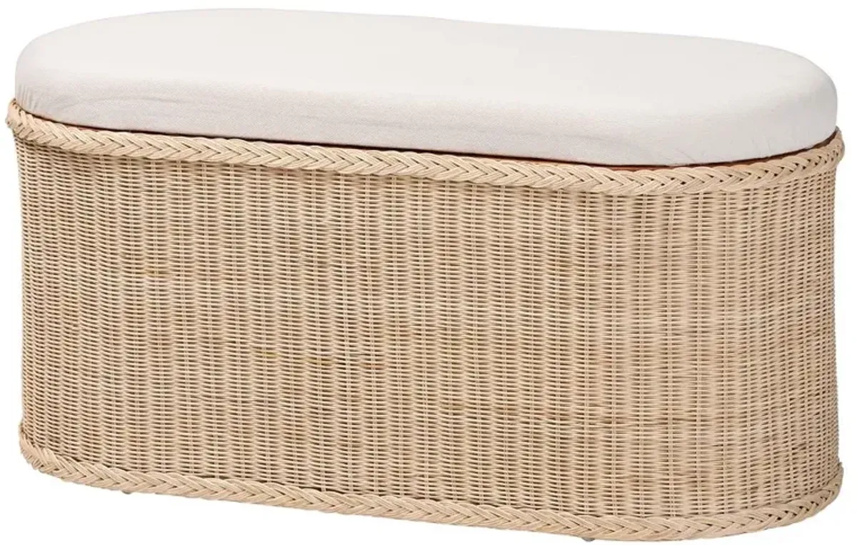 Baird Natural Rattan Oval Storage Bench