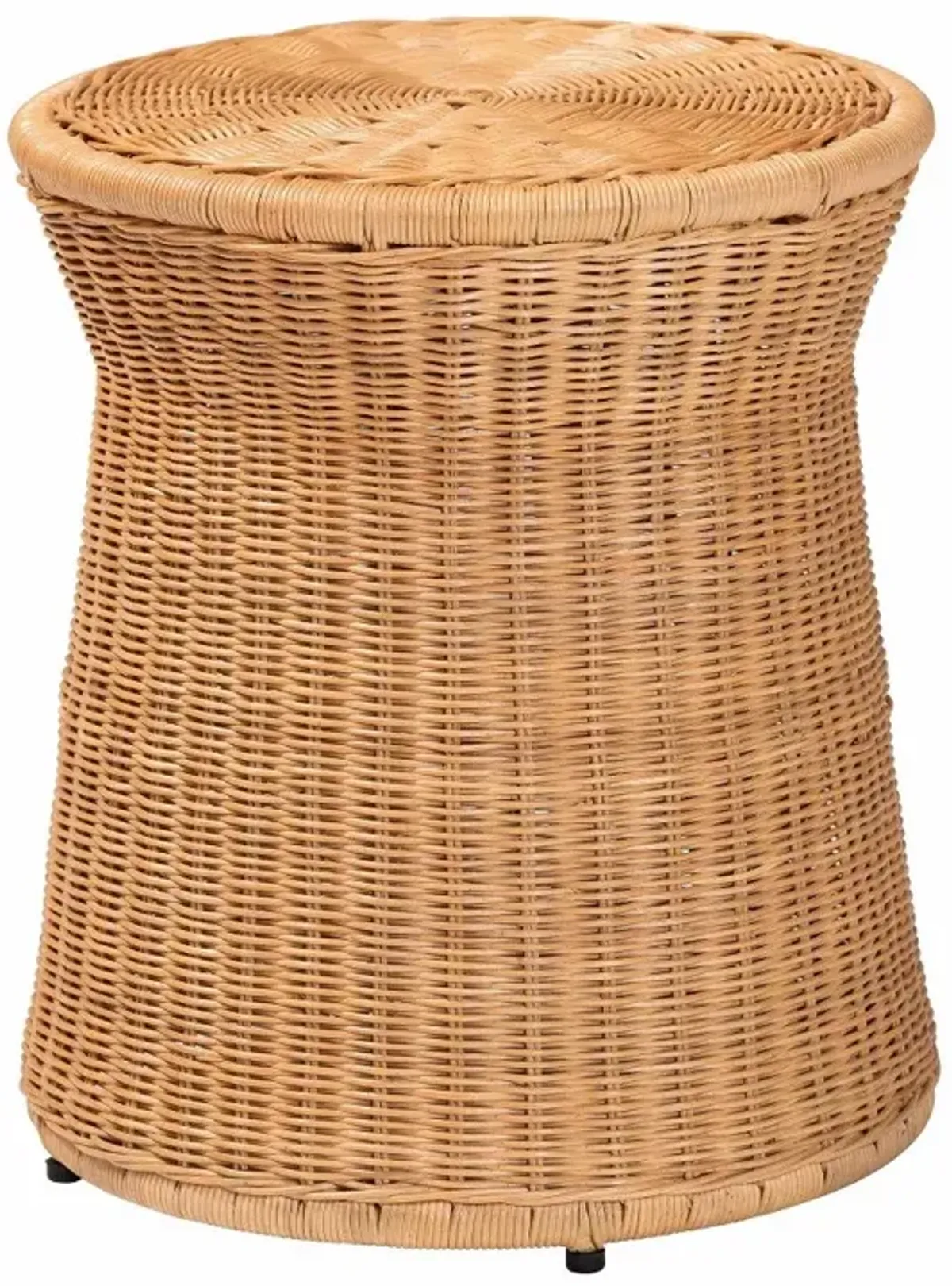 Caroline Light Honey Round Natural Rattan End Table