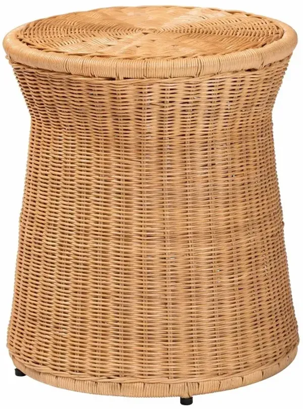 Caroline Light Honey Round Natural Rattan End Table