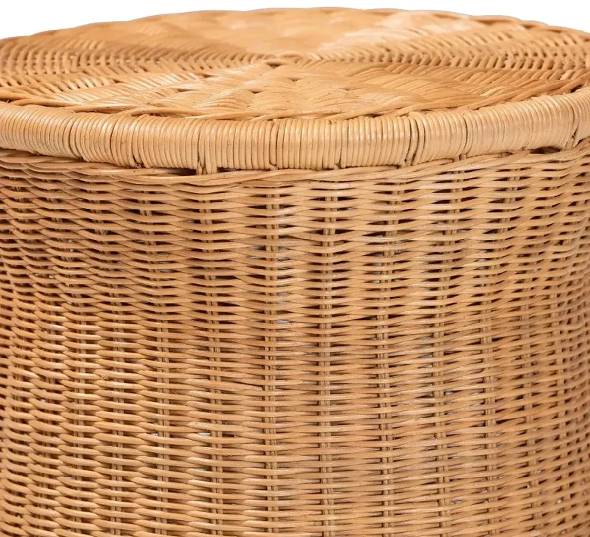 Caroline Light Honey Round Natural Rattan End Table