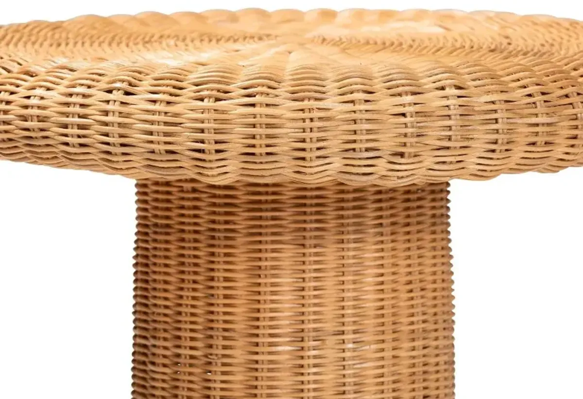Avalon Light Honey Rattan Pedestal Side Table