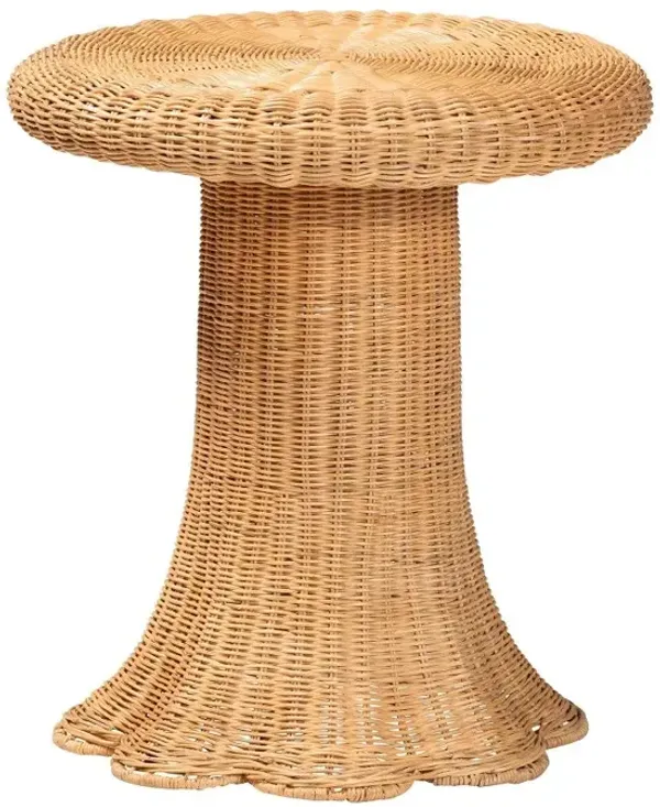 Avalon Light Honey Rattan Pedestal Side Table