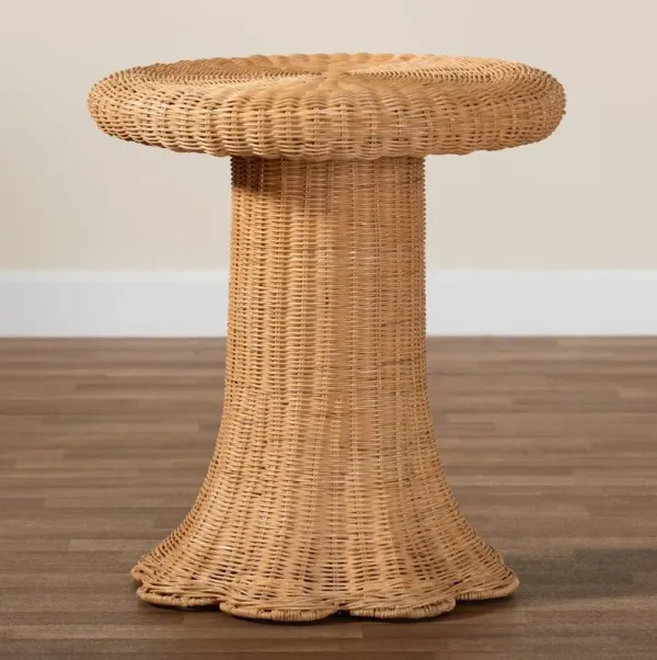 Avalon Light Honey Rattan Pedestal Side Table