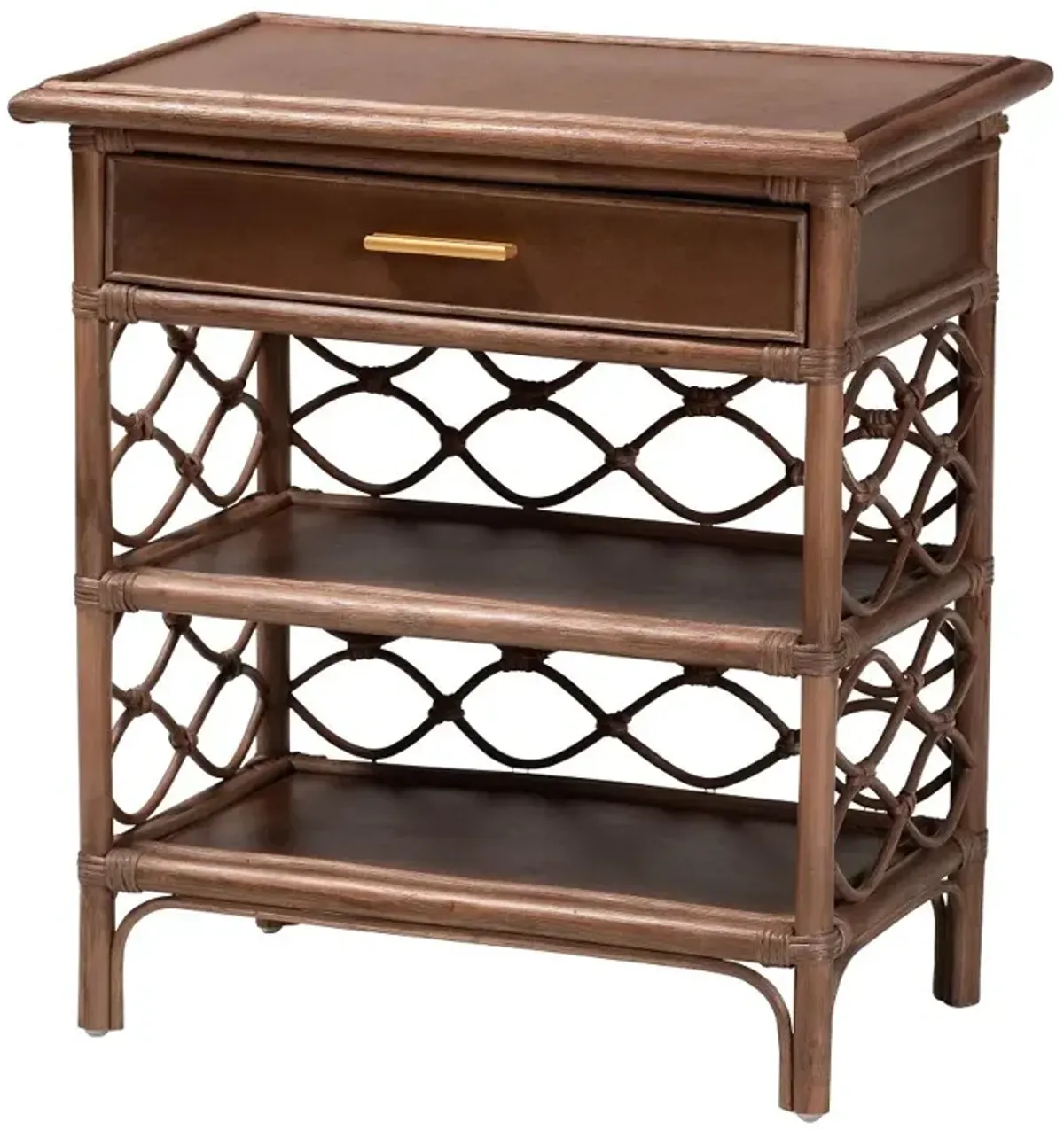 Akane Brown Rattan Nightstand