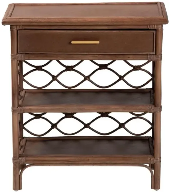 Akane Brown Rattan Nightstand