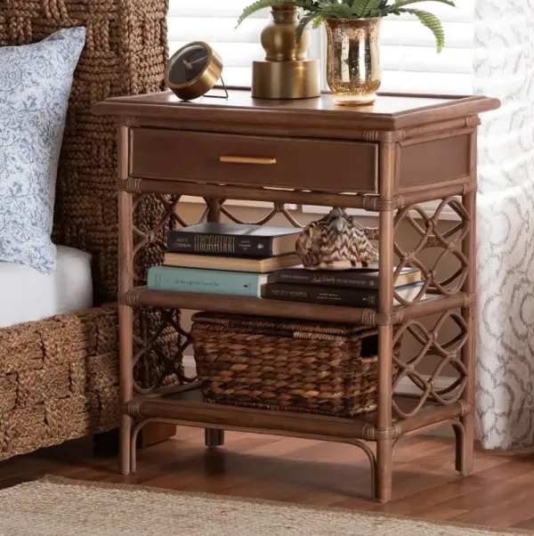 Akane Brown Rattan Nightstand