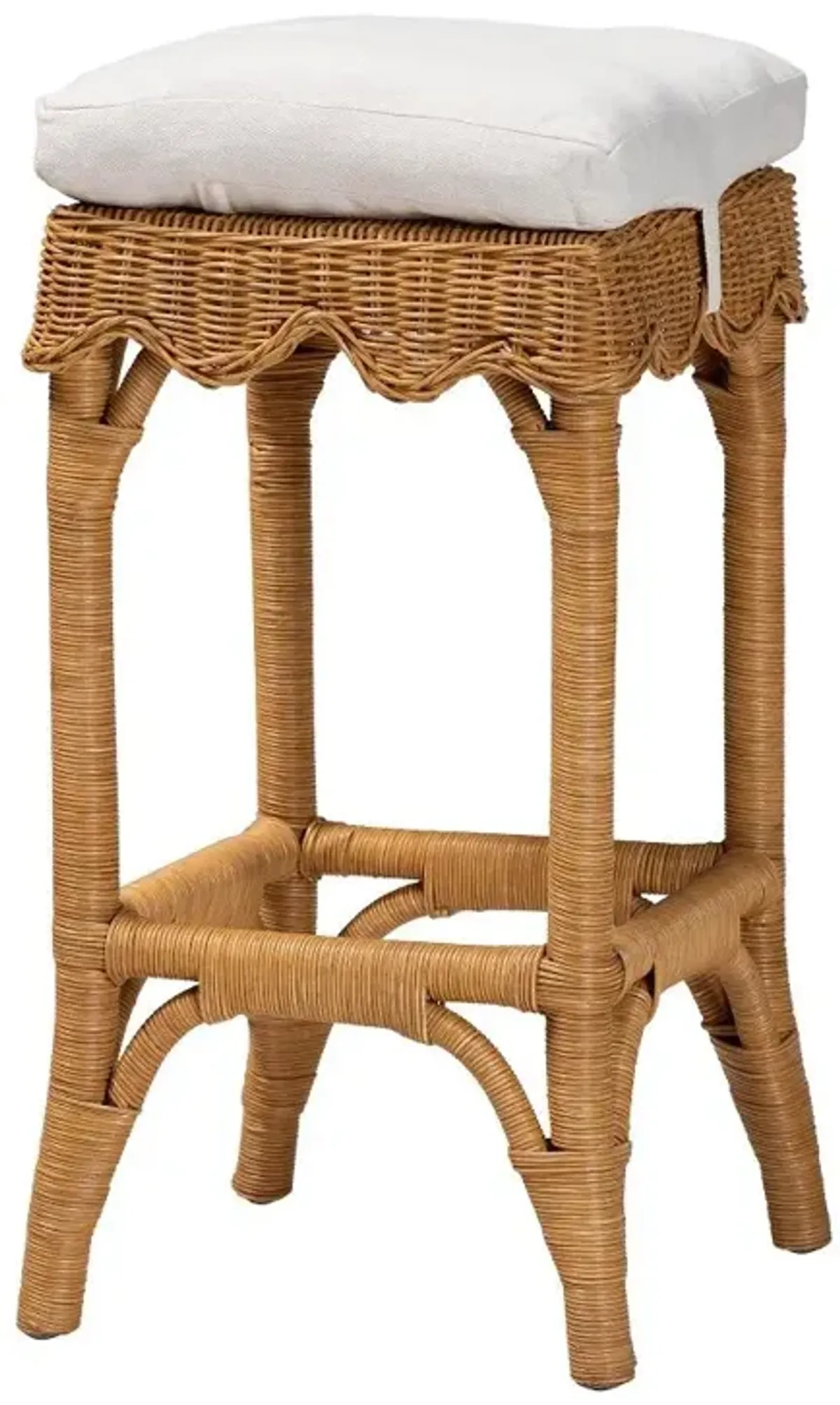 Maya Scallop Honey Rattan Bar Stool