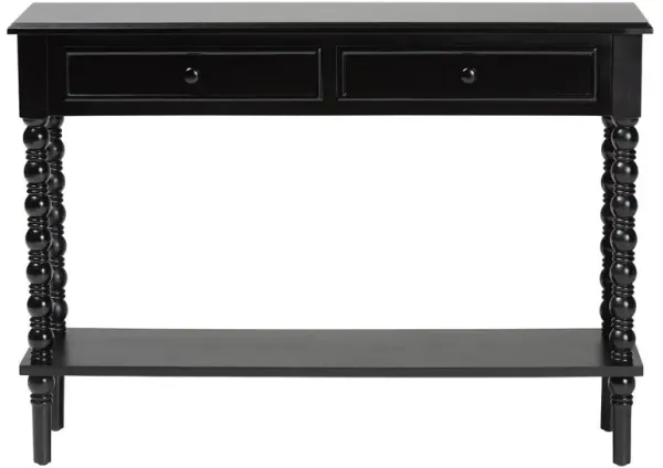 Milena Classic Black Wood 2-Drawer Console Table with Spindle Legs
