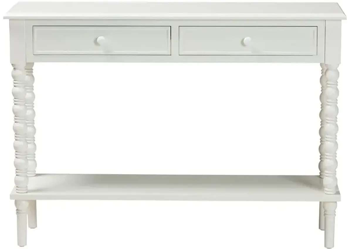Milena Classic White Wood Console Table with Spindle Legs
