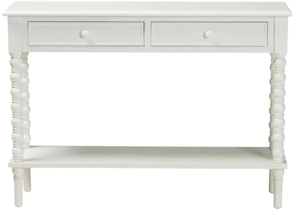 Milena Classic White Wood Console Table with Spindle Legs