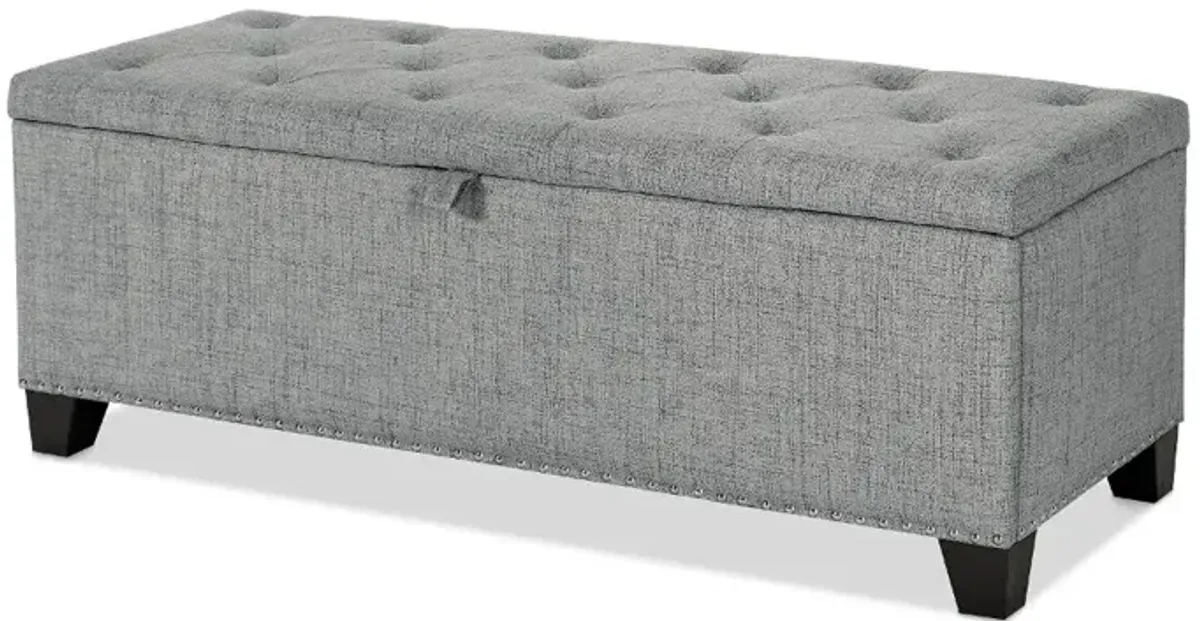 Cole Gray Upholstered Linen Storage Bench
