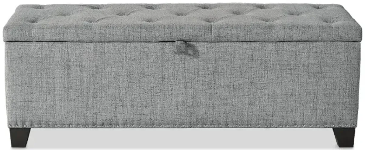 Cole Gray Upholstered Linen Storage Bench