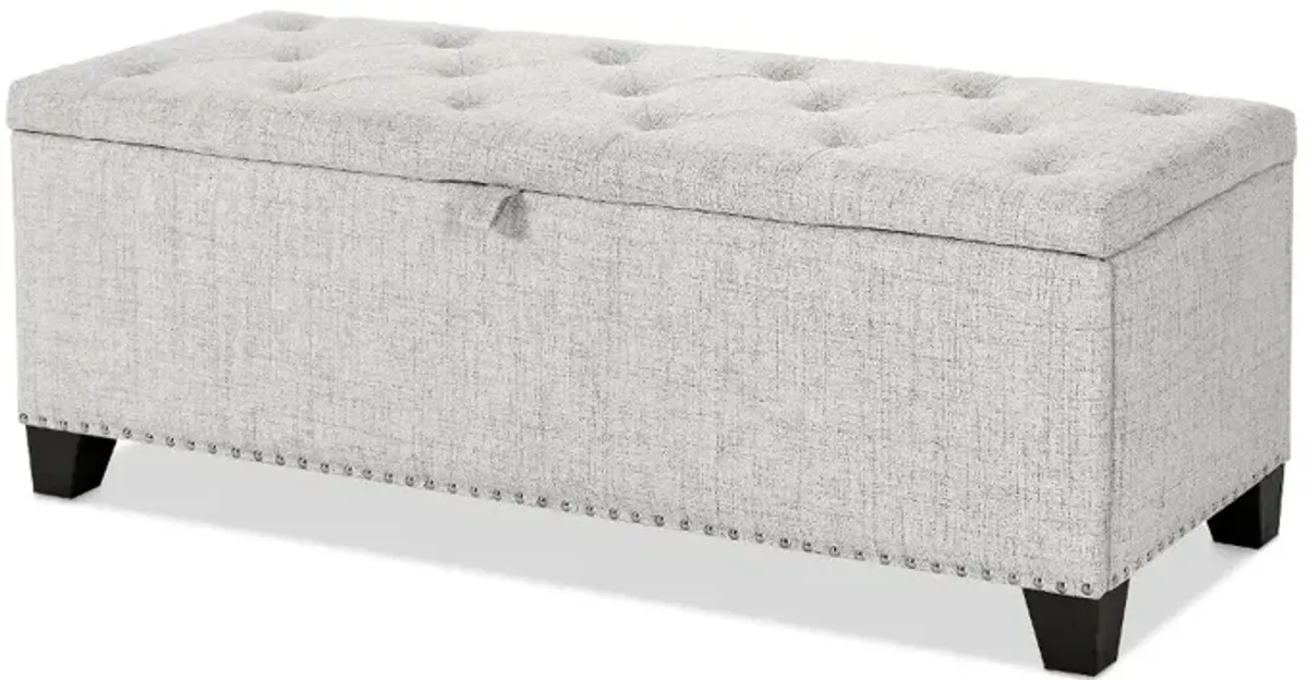 Cole Off White Upholstered Linen Storage Bench