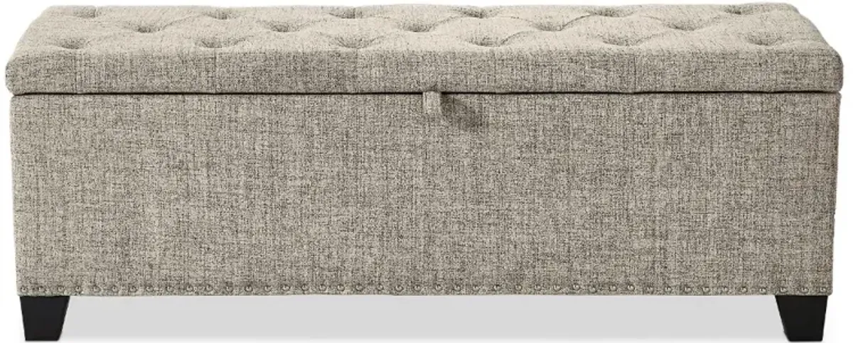 Cole Brown Upholstered Linen Storage Bench