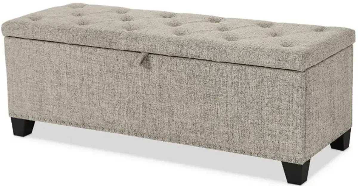 Cole Brown Upholstered Linen Storage Bench