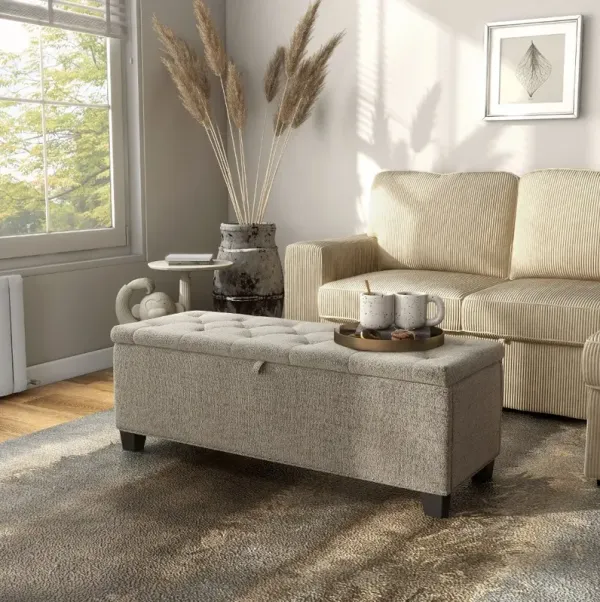 Cole Brown Upholstered Linen Storage Bench