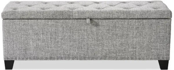 Cole Light Gray Upholstered Linen Storage Bench