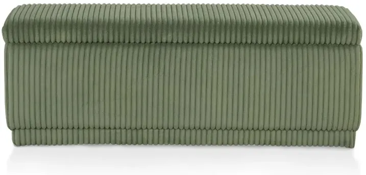Elyndra Green Chenille Rectangular Storage Bench