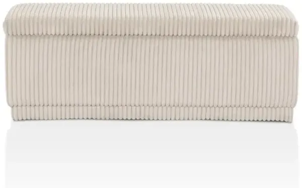 Elyndra Beige Pink Chenille Rectangular Storage Bench