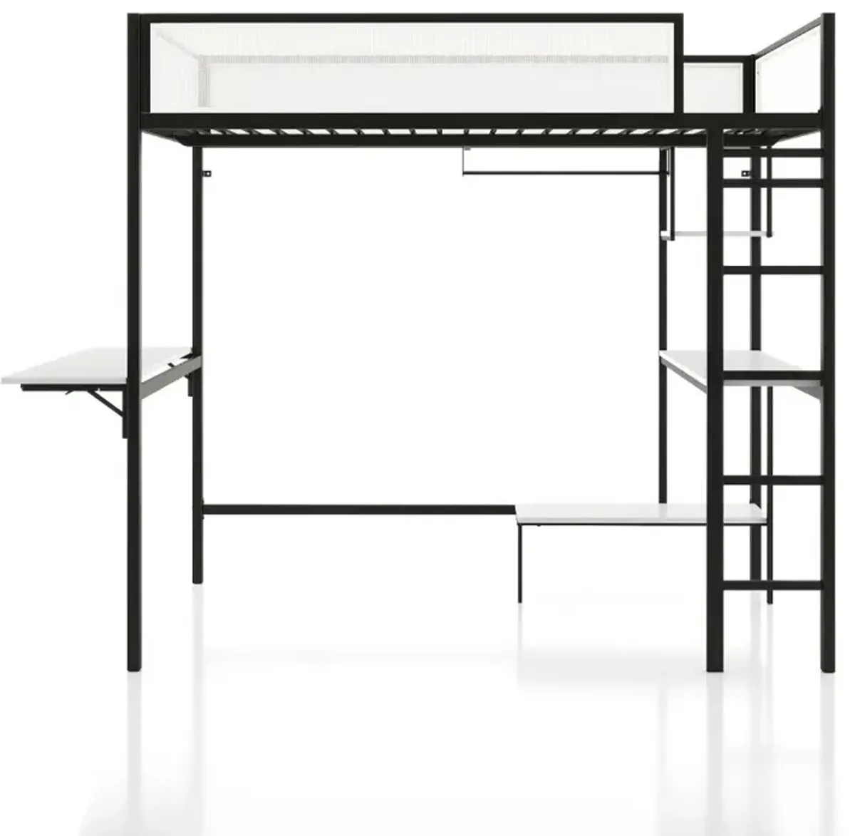 Jackson Black Metal Full Loft Bed with Dual Desks