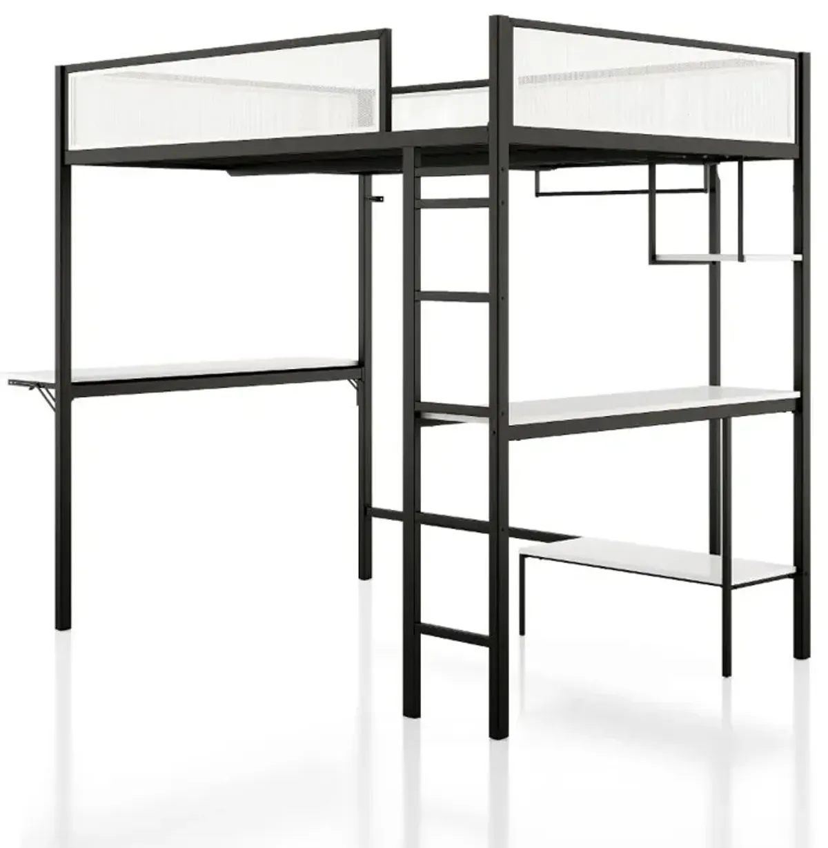 Jackson Black Metal Full Loft Bed with Dual Desks