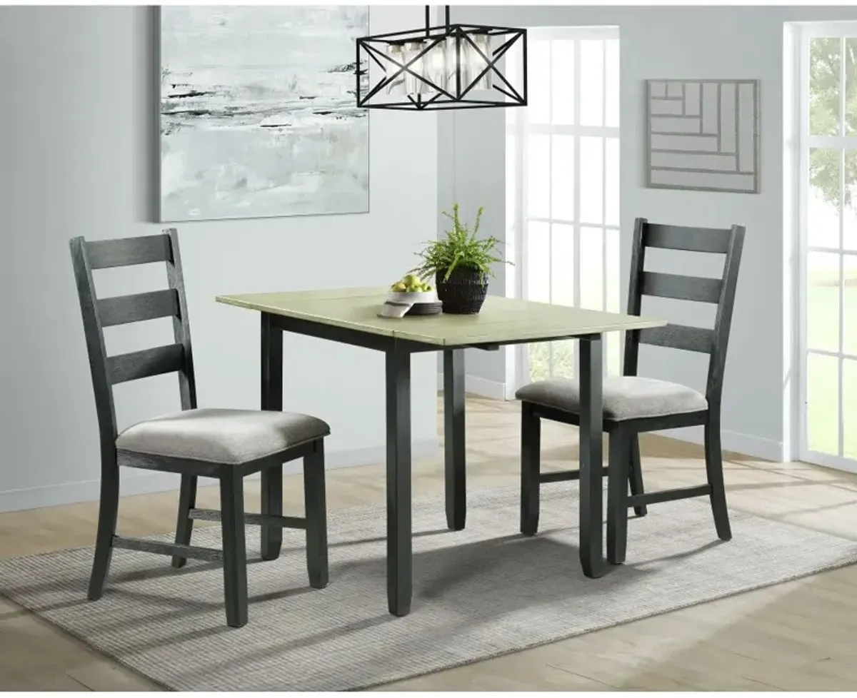 Martin Gray and Black 3 Piece Dropleaf Table Set