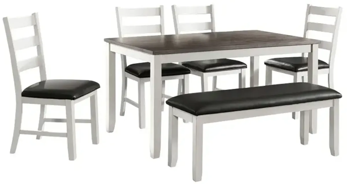 Martin Brown and White 6 Piece Dining Table Set