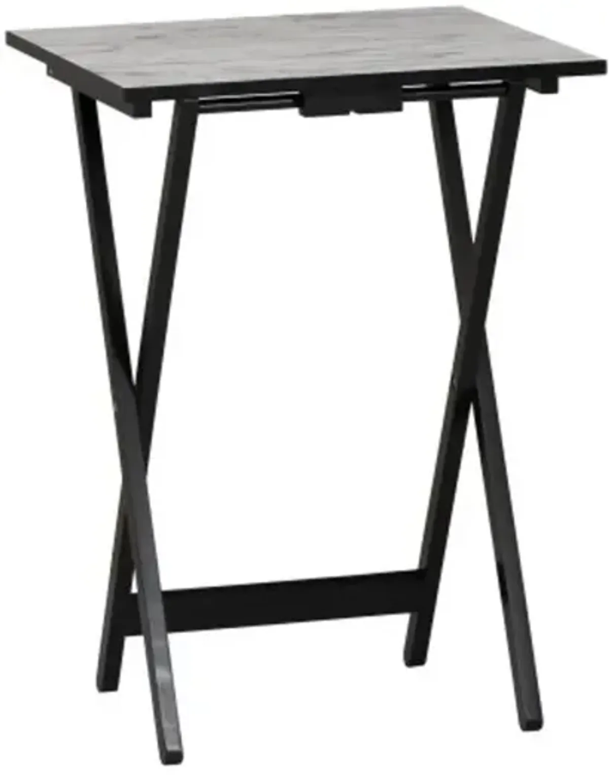 Talia 26.38"H White and Black Marble Tray Table