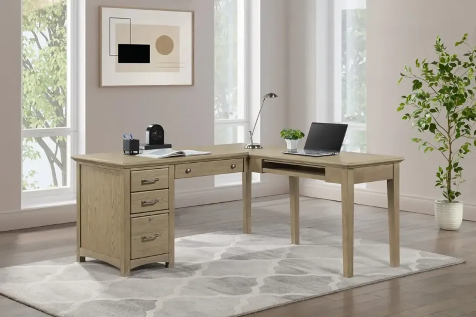 Addison Taupe L-Shaped Desk
