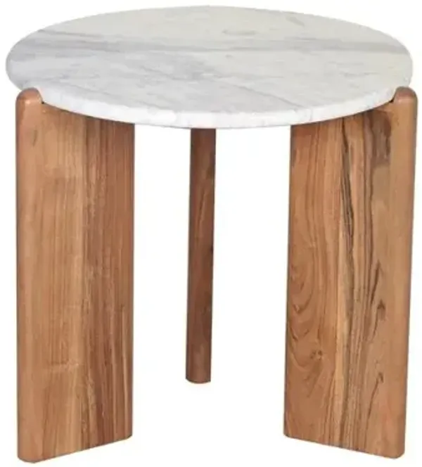 Hepburn White Marble End Table