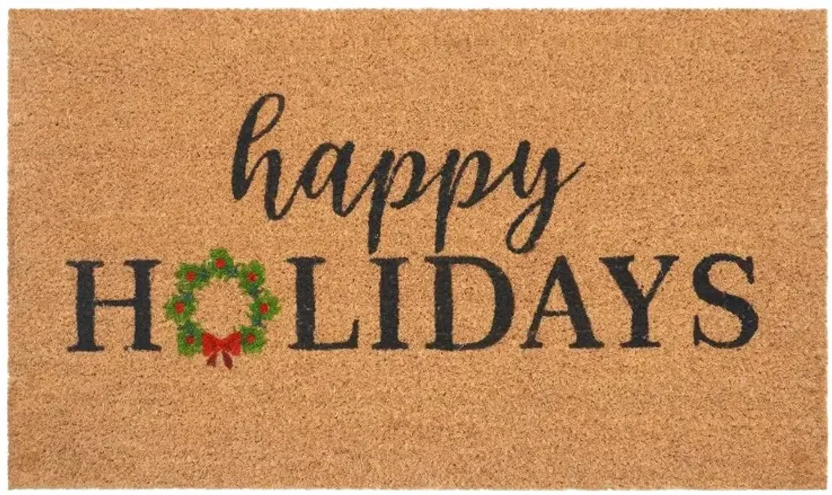 Happy Holidays Christmas Wreath Doormat