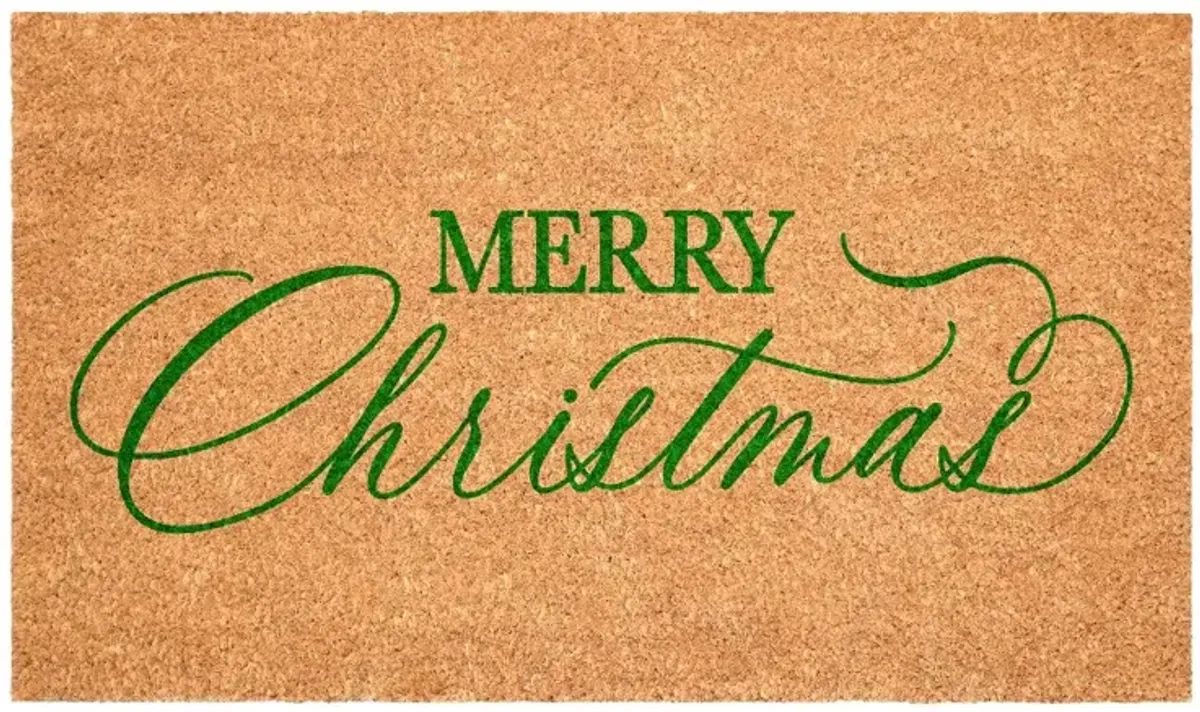 Green Christmas Calligraphy Doormat