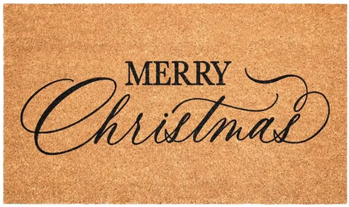 Black Christmas Calligraphy Doormat